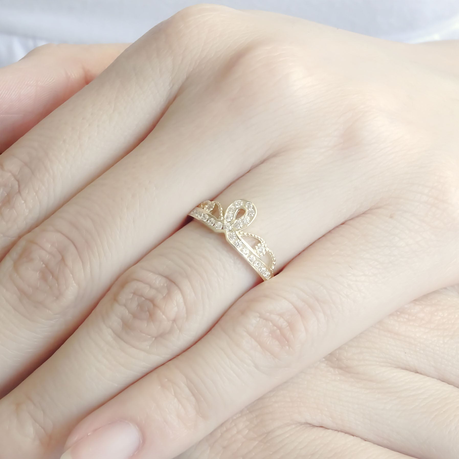 Amor Eterno - Anillo Corona / Anne / Oro Solido 10k