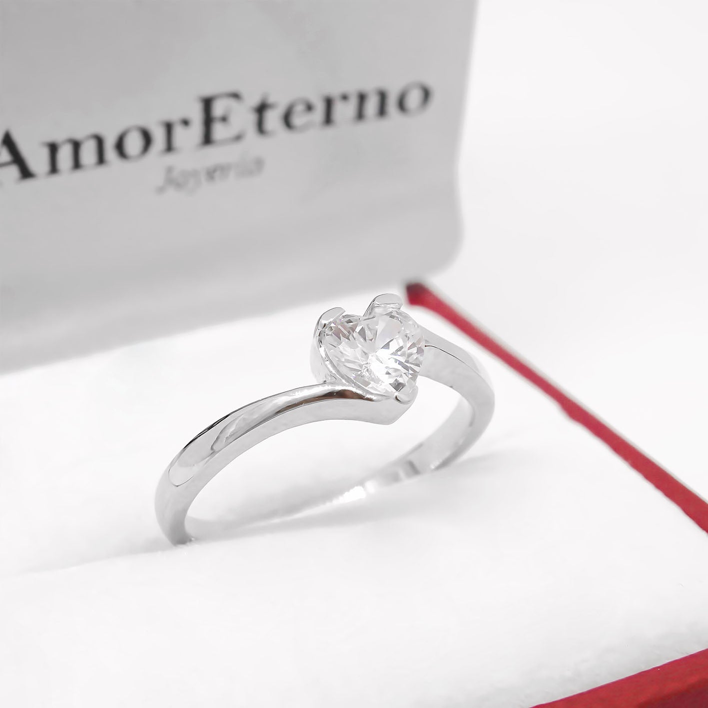 Amor Eterno - Anillo Aria / Oro Sólido 14k / Blanco