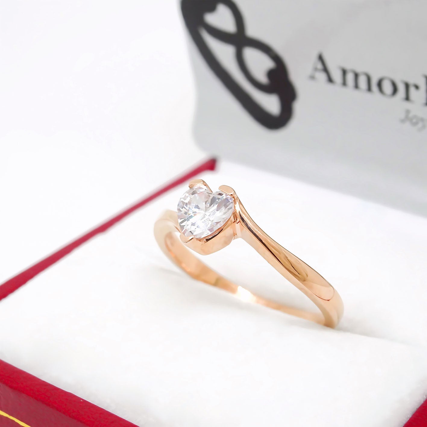 Amor Eterno - Anillo Aria / Oro Sólido 10k / Rosa