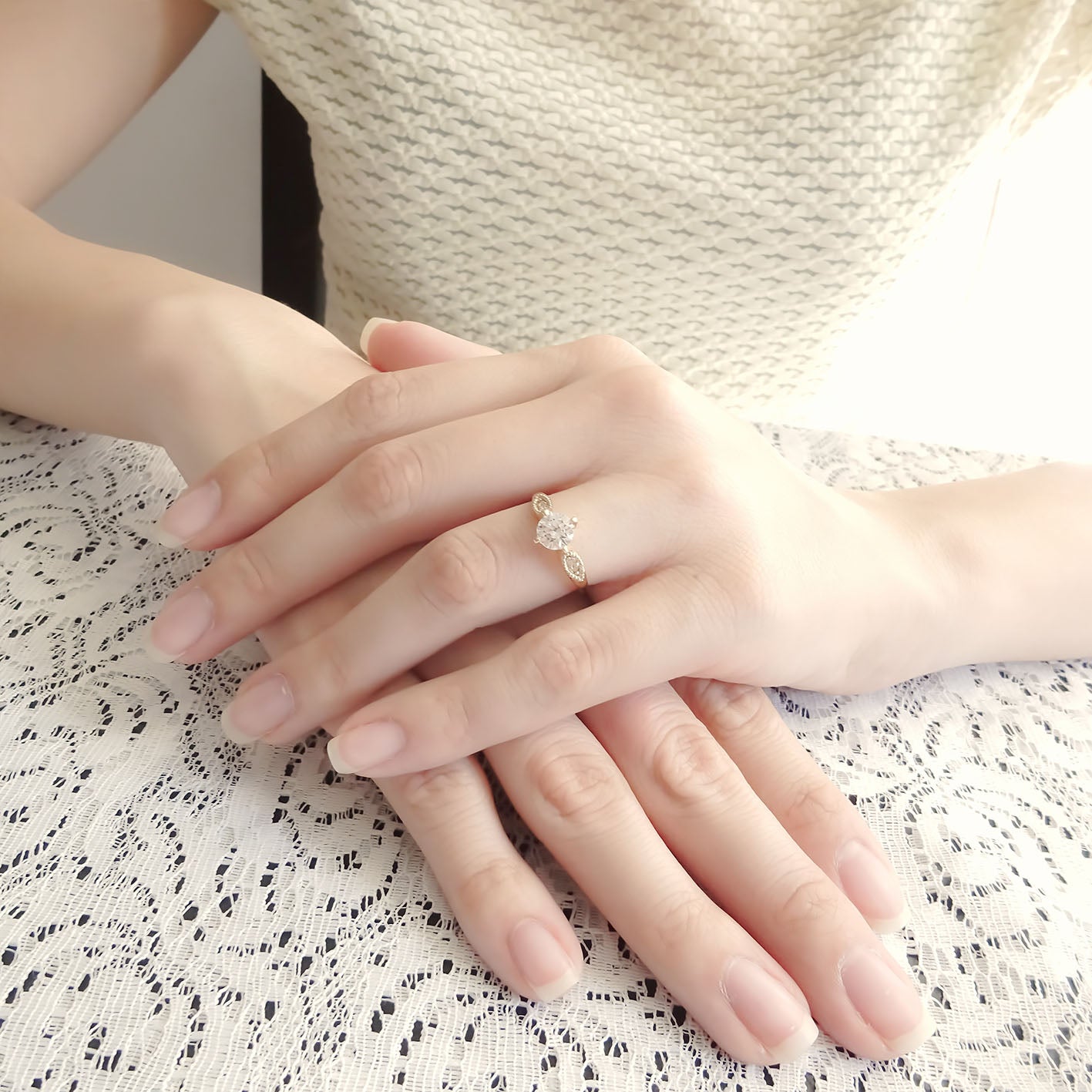 Amor Eterno - Anillo Grelow / Oro 14k Solido / Blanco