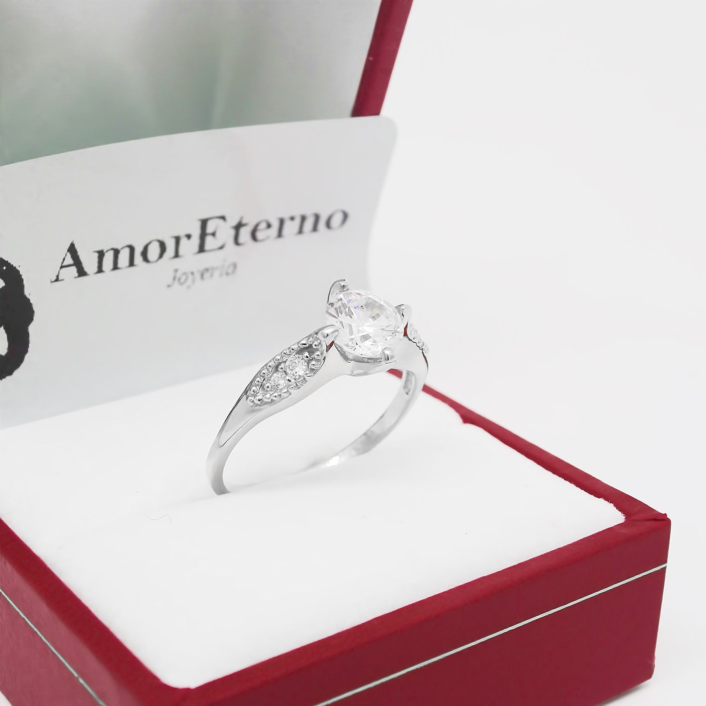 Amor Eterno - Anillo Grelow / Oro 10k Solido / Blanco