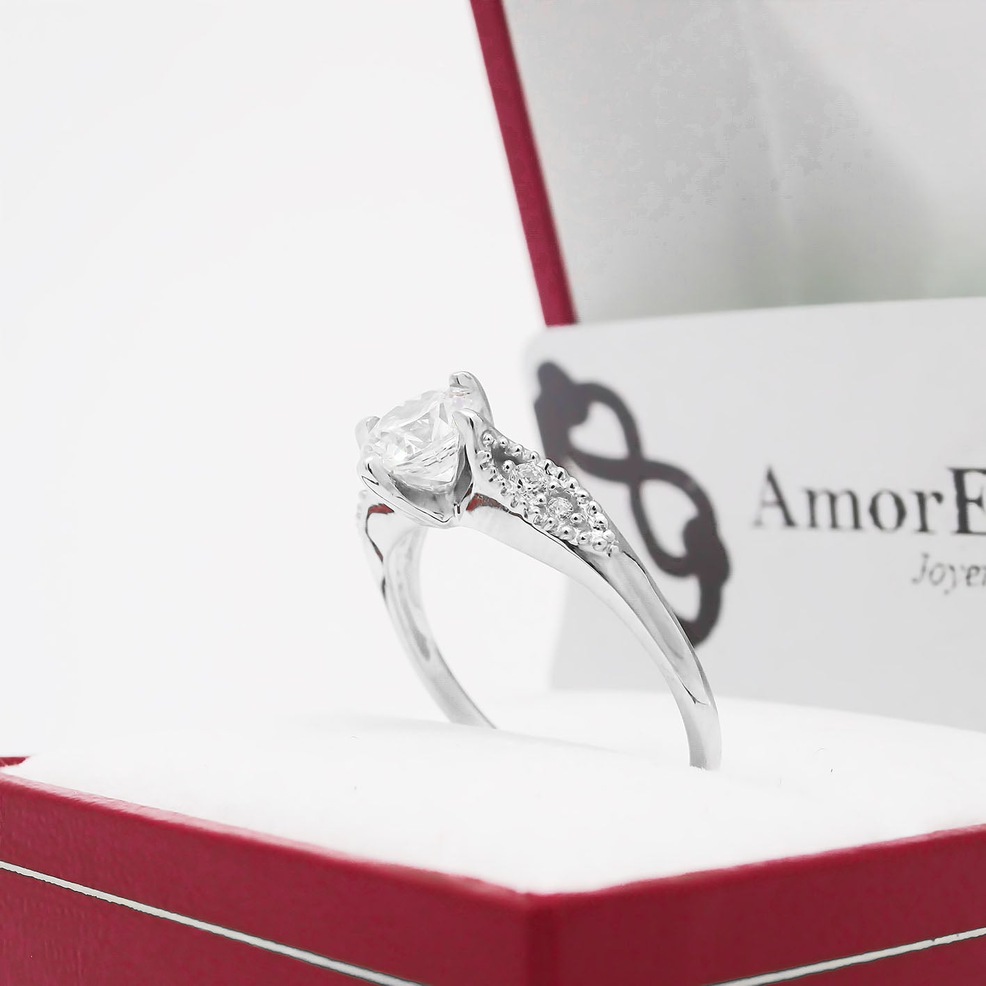 Amor Eterno - Anillo Grelow / Oro 10k Solido / Blanco