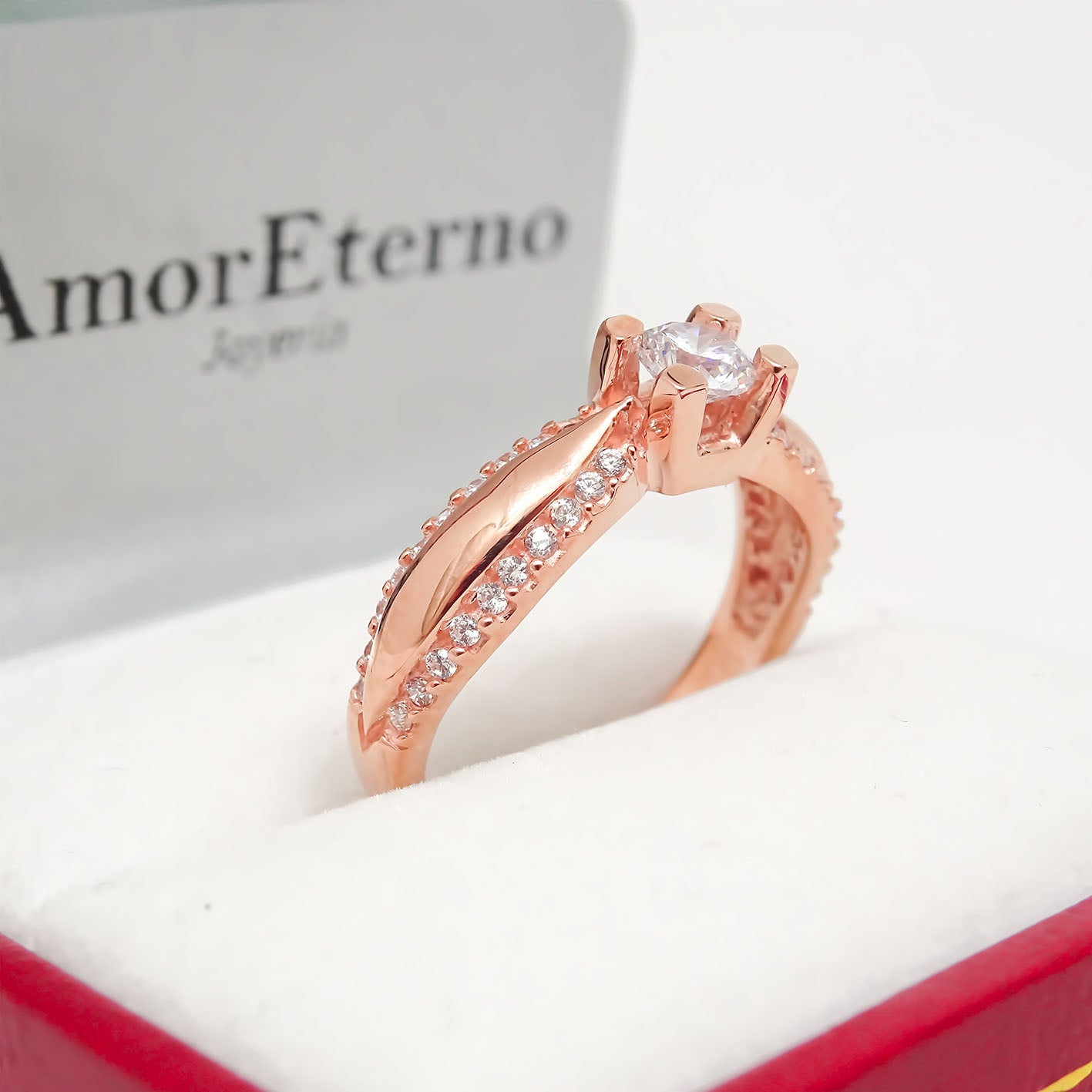 Amor Eterno - Anillo Almendra / Oro Sólido 10k / Rosa