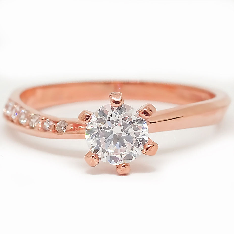 Amor Eterno - Anillo Paola / Oro Sólido 10k / Rosa