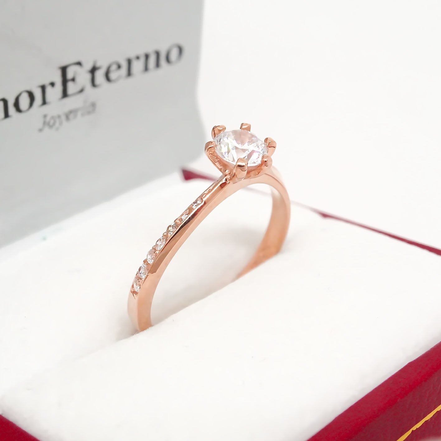Amor Eterno - Anillo Paola / Oro Sólido 10k / Rosa