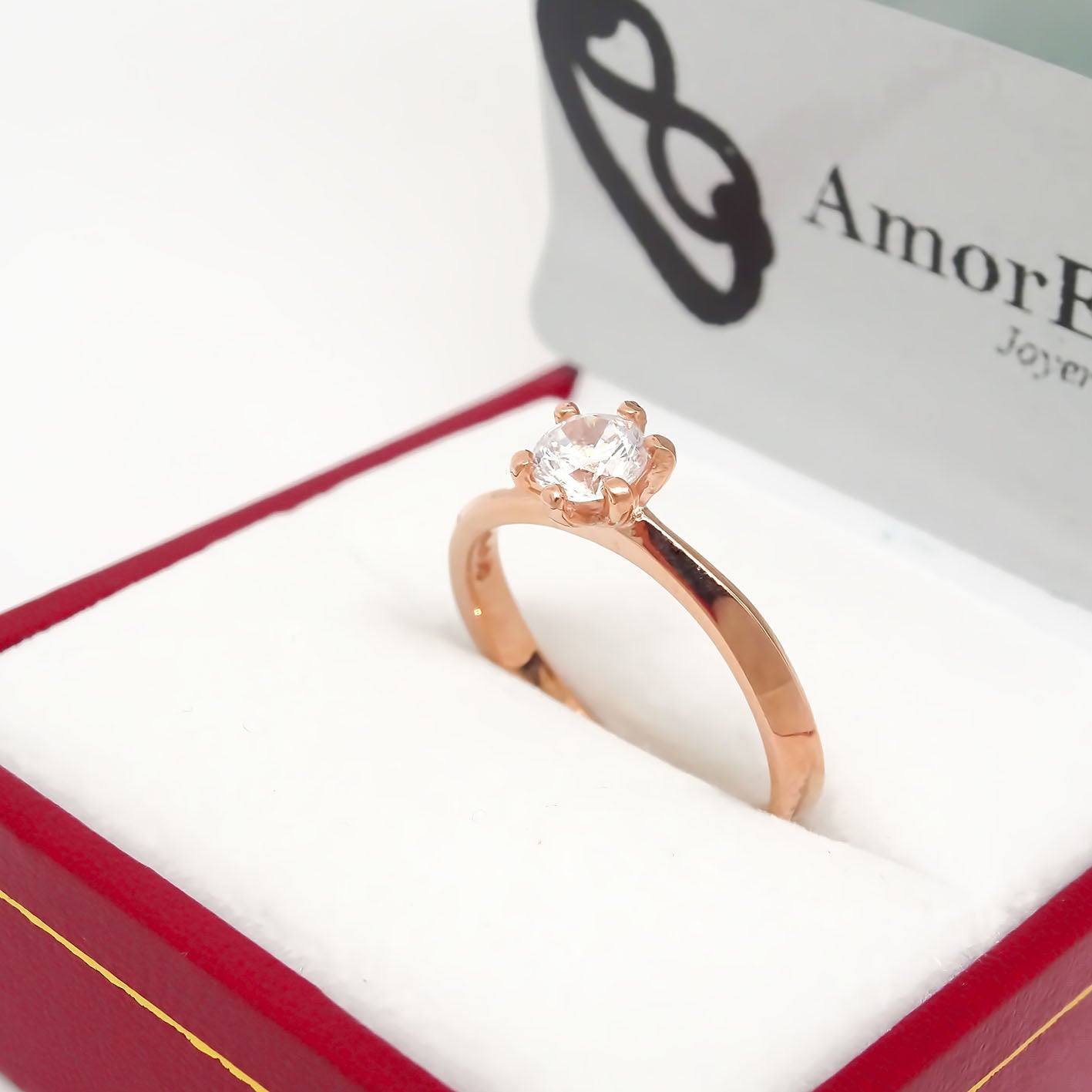 Amor Eterno - Anillo Paola / Oro Sólido 14k / Rosa
