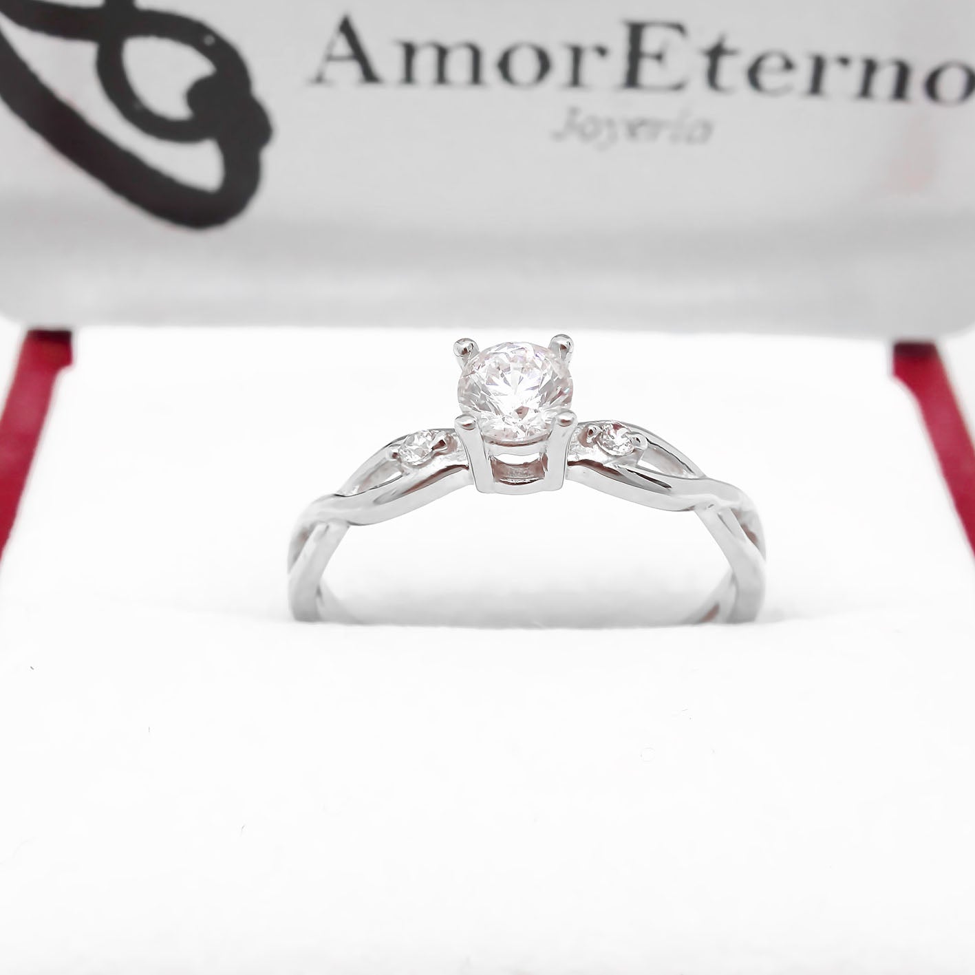 Amor Eterno - Anillo Mérida / Oro Sólido 14k / Blanco