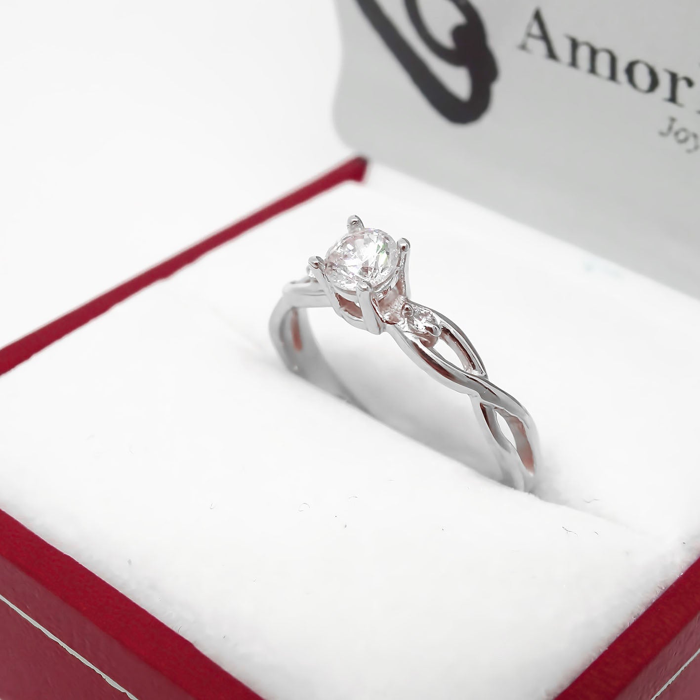 Amor Eterno - Anillo Mérida / Oro Sólido 14k / Blanco