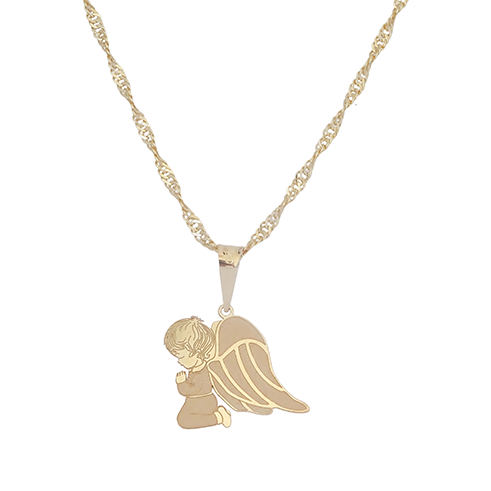Amor Eterno - Dije Angel De La Guarda Oro Sólido 10k +cadena / Niño