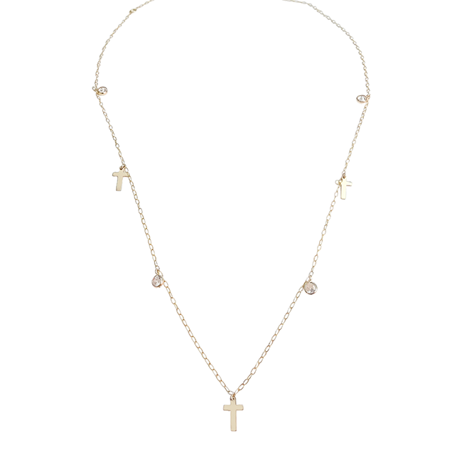 Amor Eterno - Gargantilla Cruz Diamante / Oro Sólido 10k