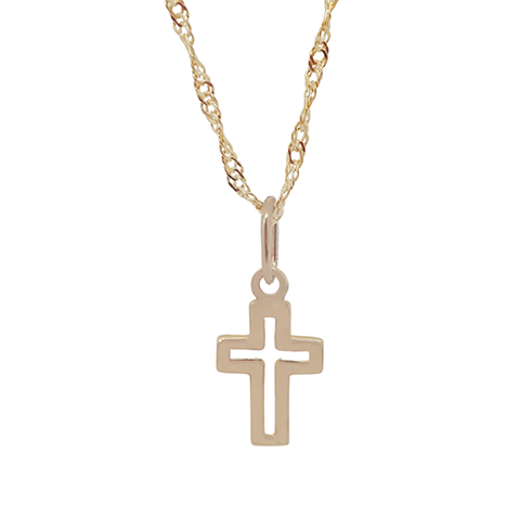 Amor Eterno - Dije Mini Cruz De Cristo En Oro 10k Solido