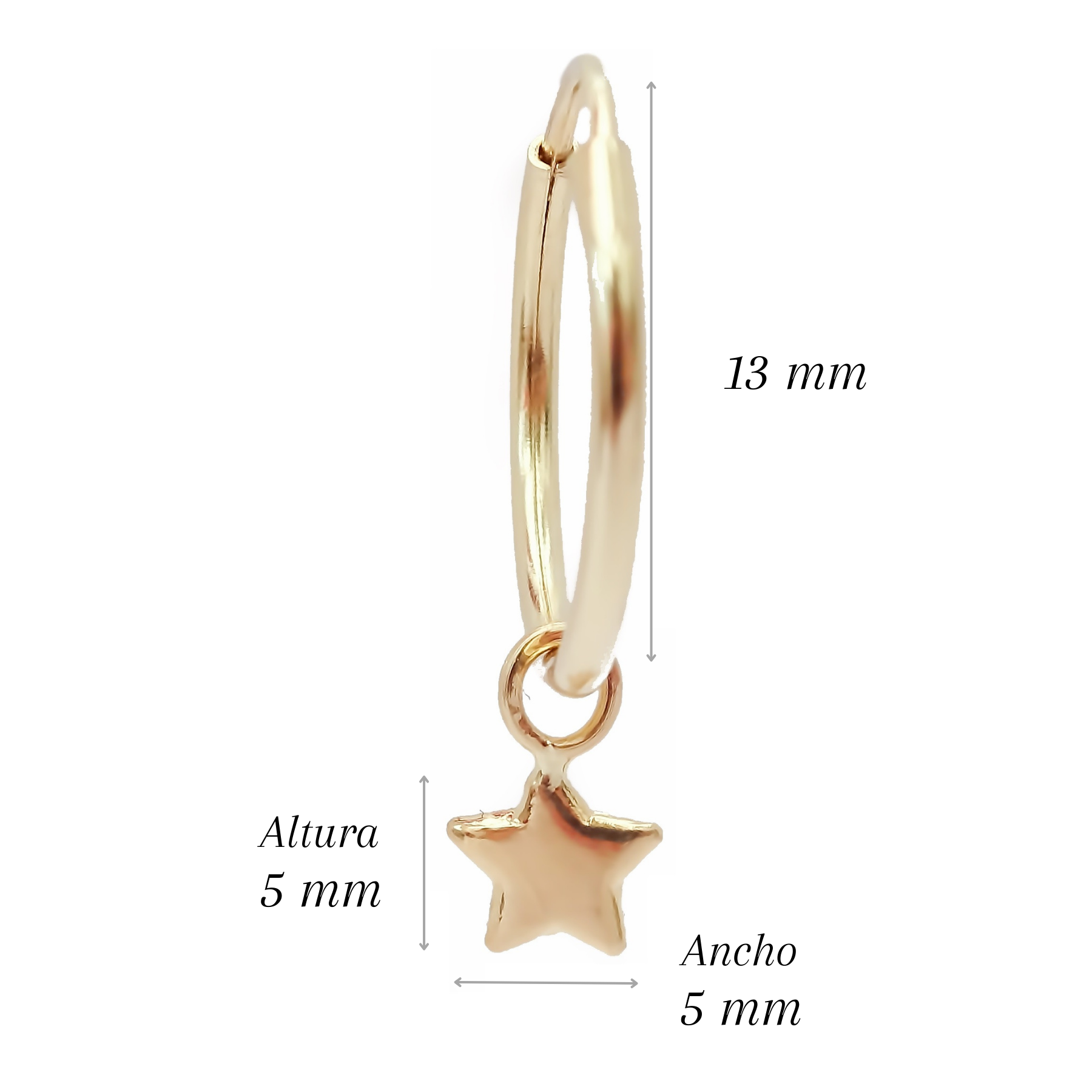 Dije arracada Estrella Oro 10k.