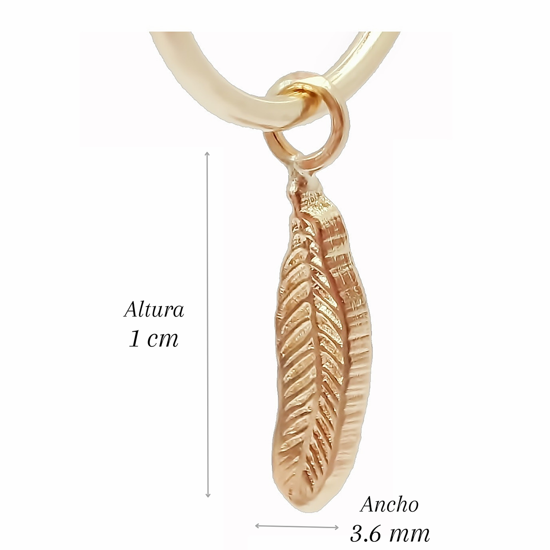 Amor Eterno - 2 Dijes Para Arracada Pluma / Oro 10k