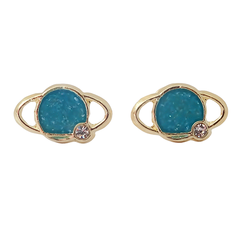 Amor Eterno - Broqueles Deluxe Saturno / Aretes / Oro 10k / Azul