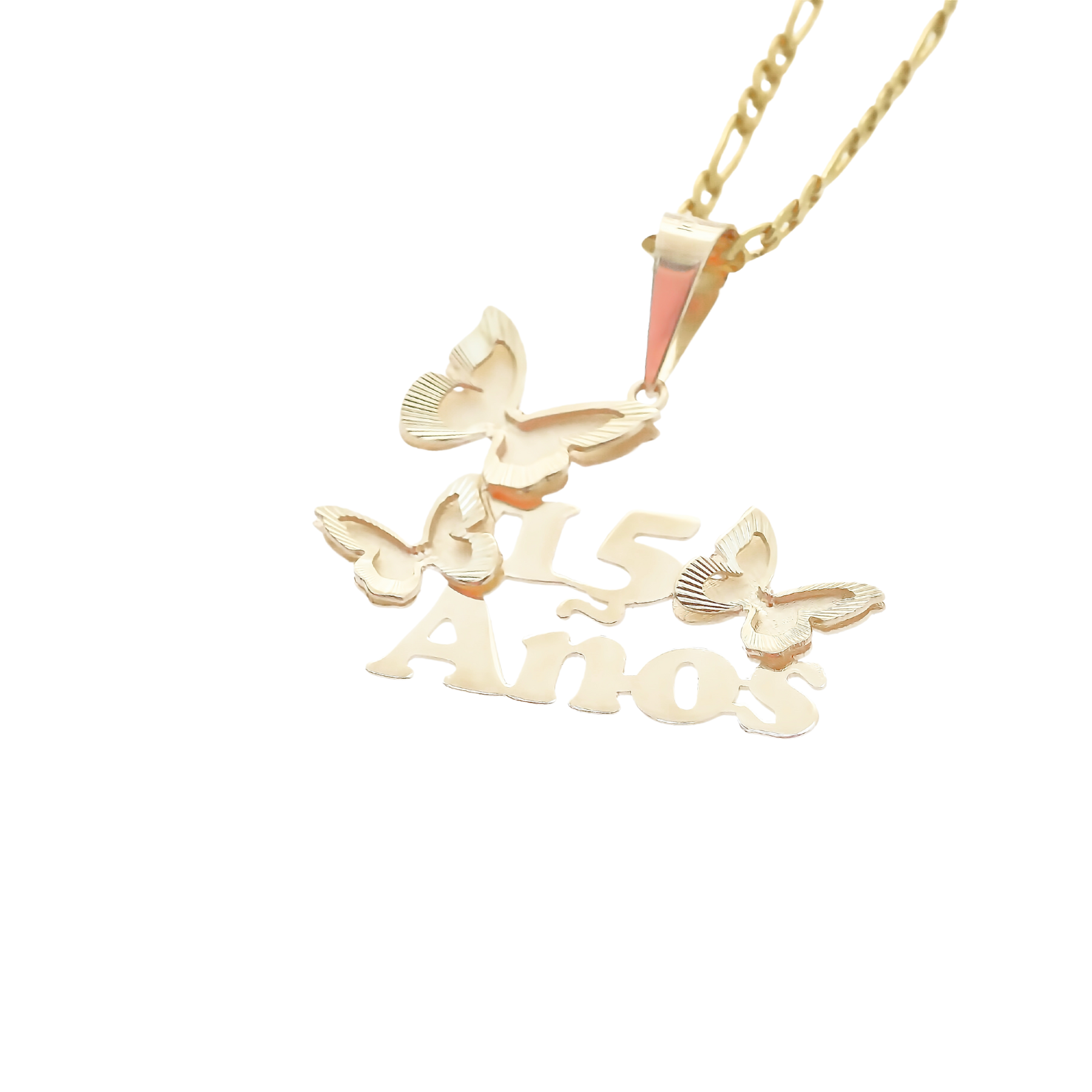 Amor Eterno - Dije Mariposas Xv Años Oro Sólido 10k + Cadena de Regalo