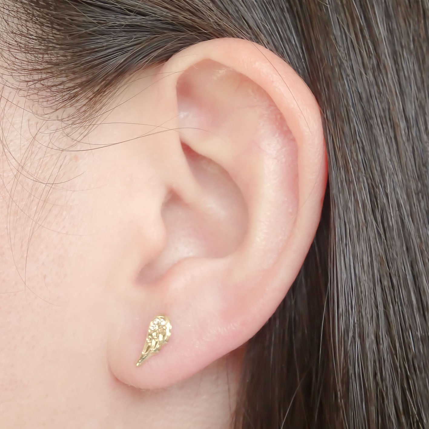 Amor Eterno - Broqueles Alas Ángel Piedras / Aretes Oro 10k