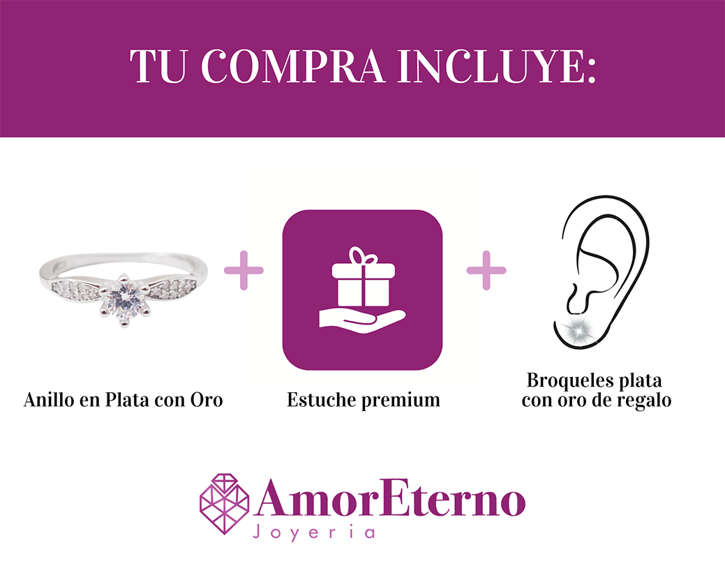 Amor Eterno - Anillo Amelia / Plata Con Oro 24k