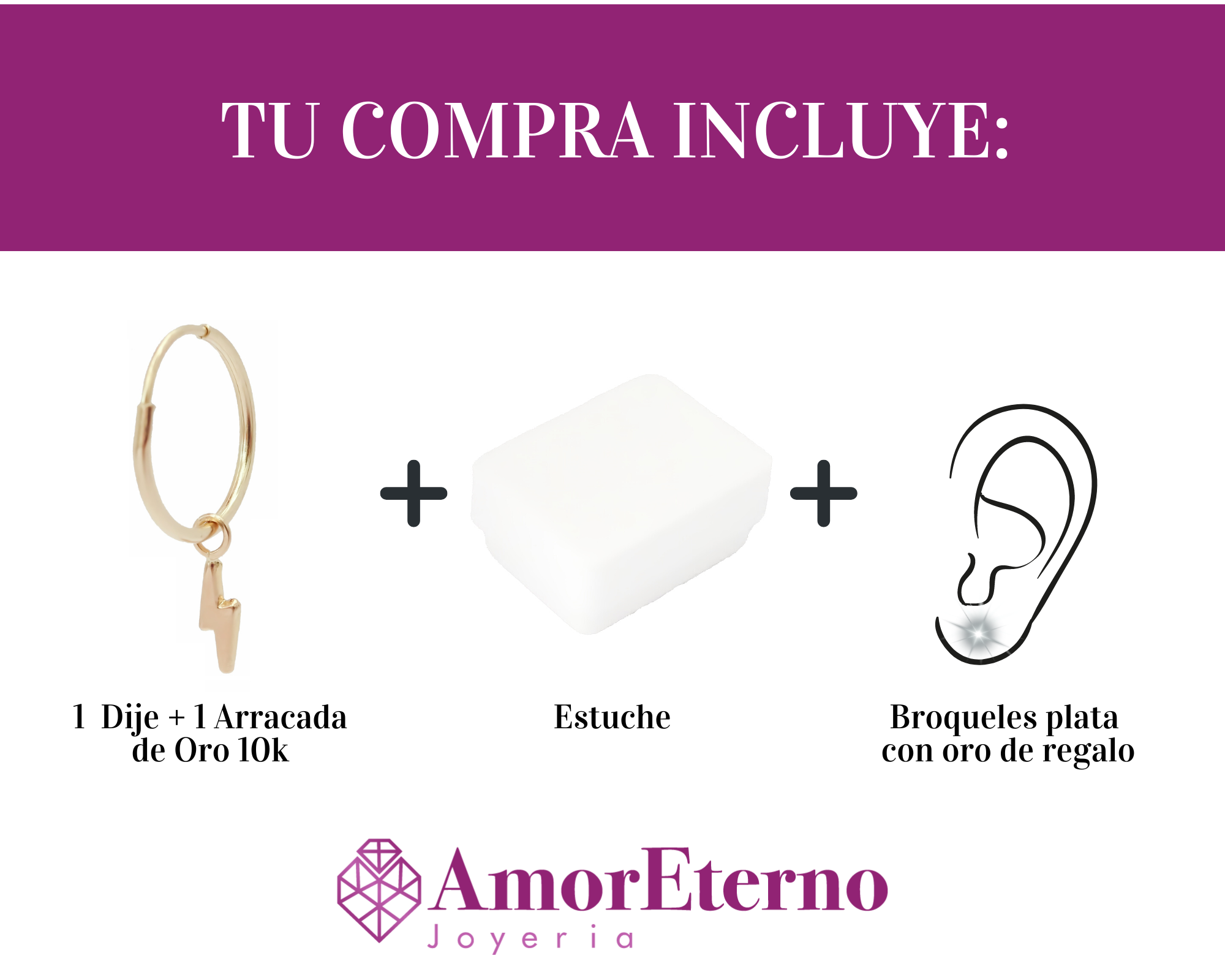 Dije con arracada Rayo Oro 10k.