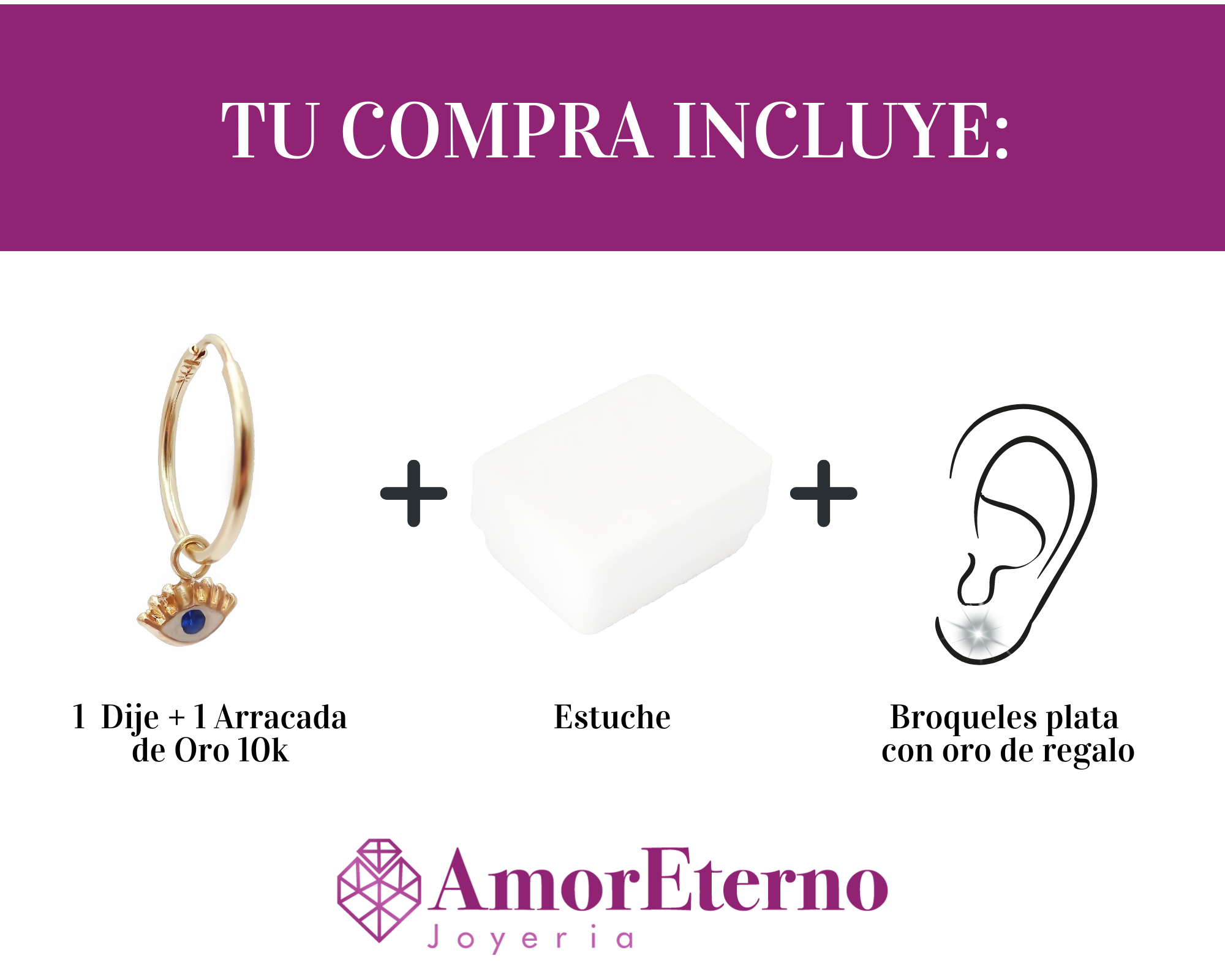 Dije con arracada Ojo Turco Oro amarillo 10k.