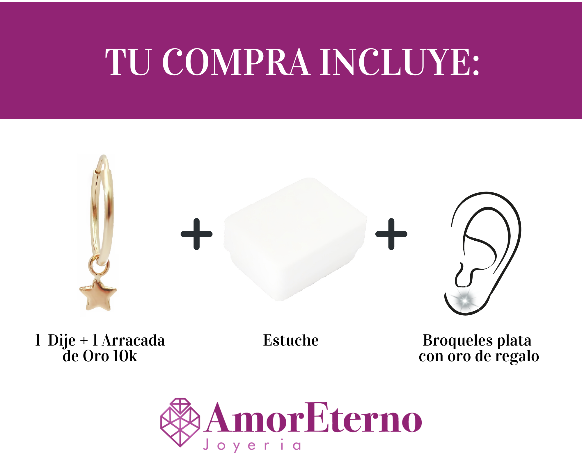 Dije arracada Estrella Oro 10k.