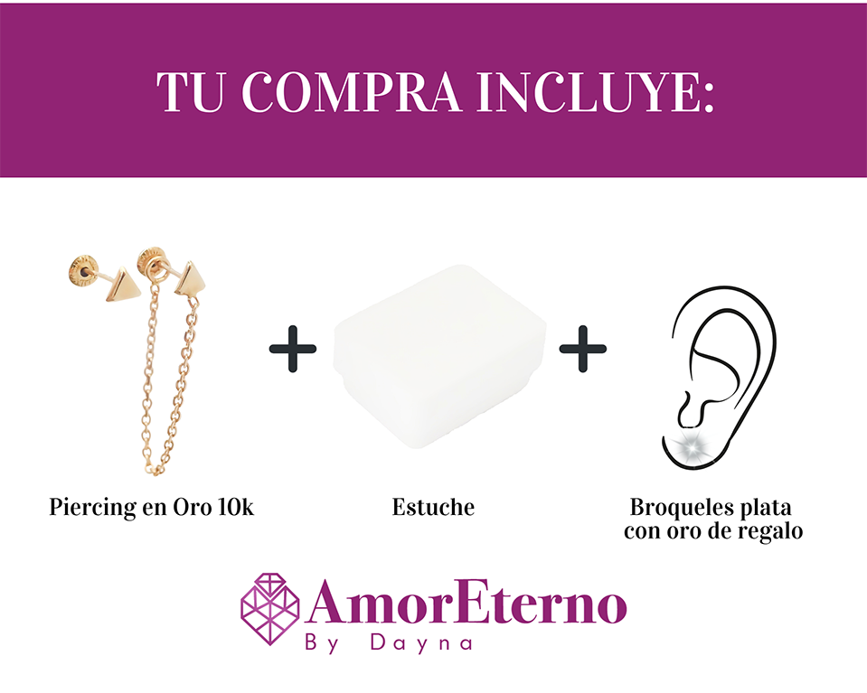 Amor Eterno - Triángulo Poder/ Doble Perforación / Oro 10k / Amarillo