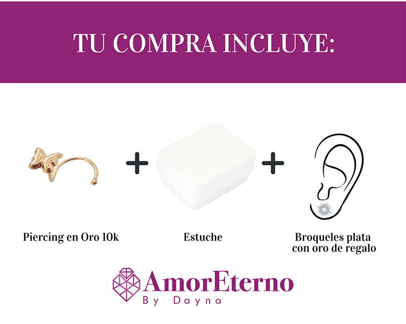 Amor Eterno- Piercing Nariz Mariposa / Oro Sólido 10k