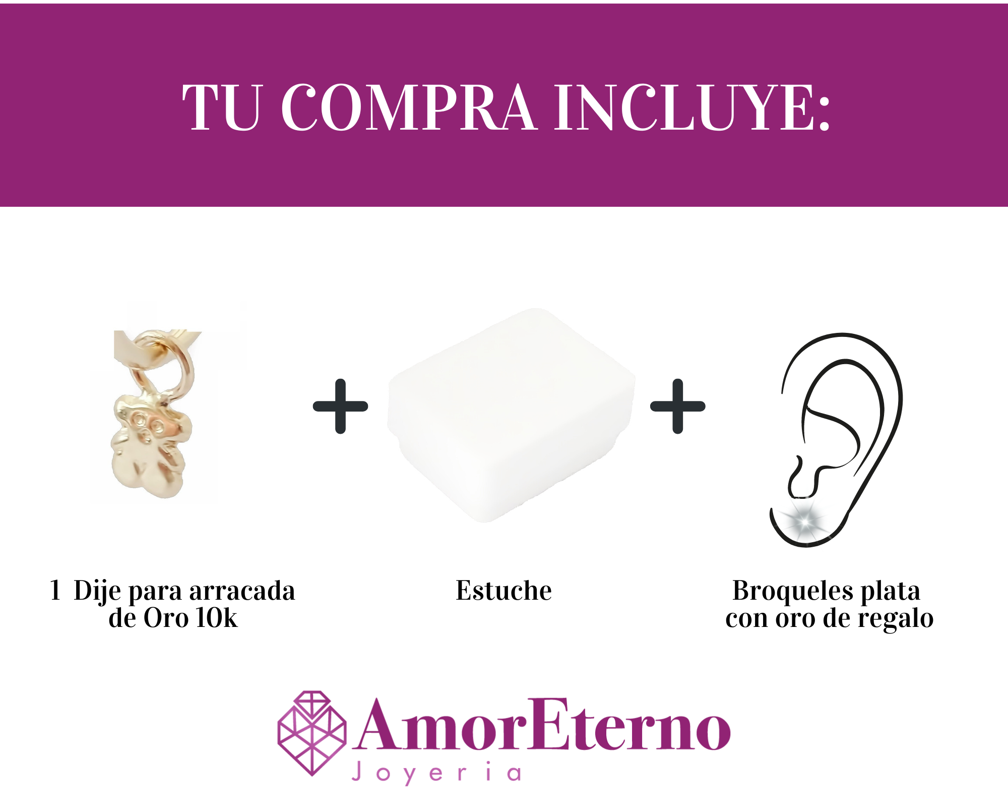 Amor Eterno - 2 Dijes Para Arracada Osito / Oro Sólido 10k