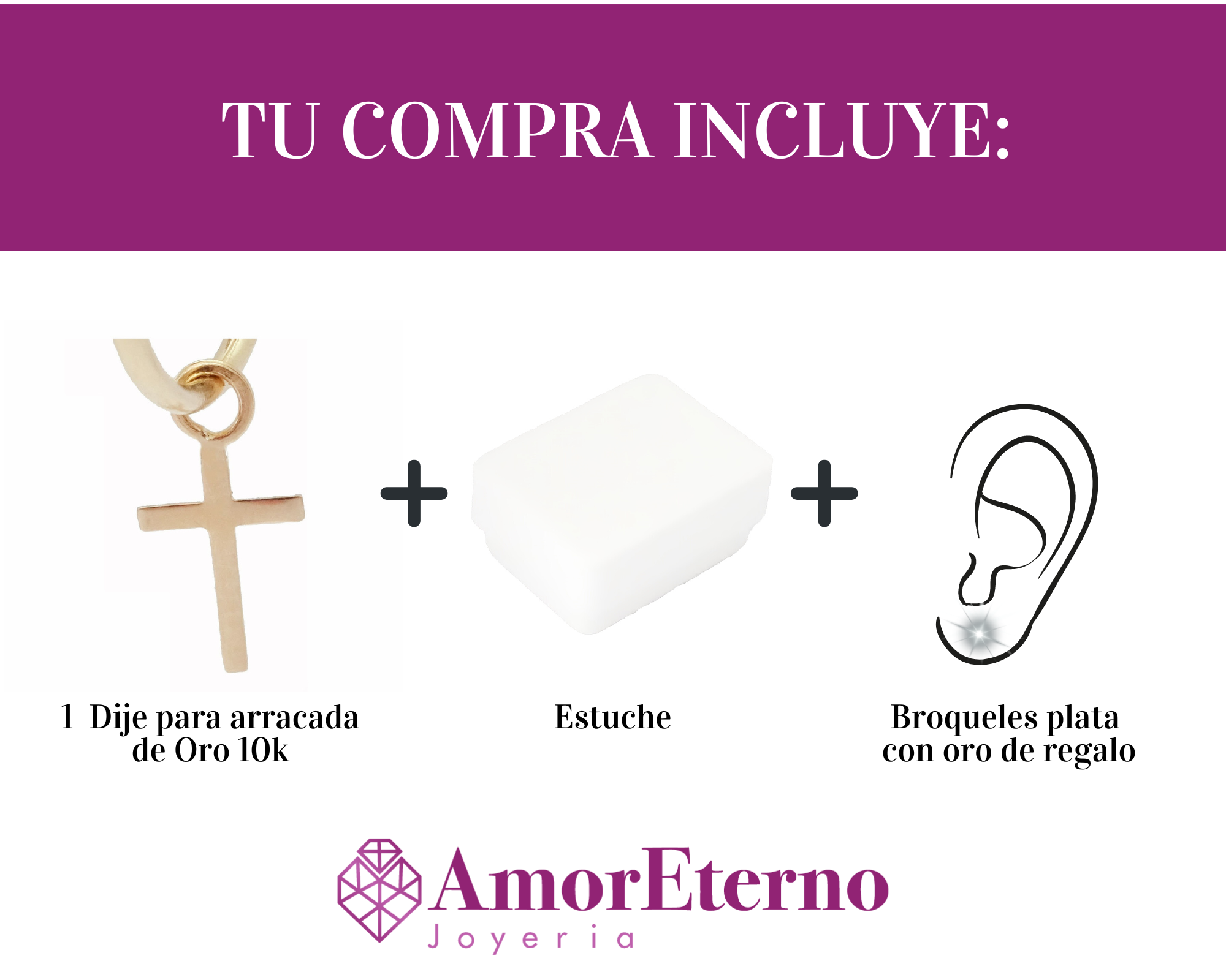 2 Dijes para arracada Cruz Oro 10k.
