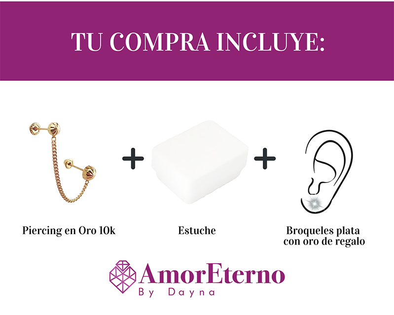 Amor Eterno - Doble Perforación Hongo / Piercing Oro 10k