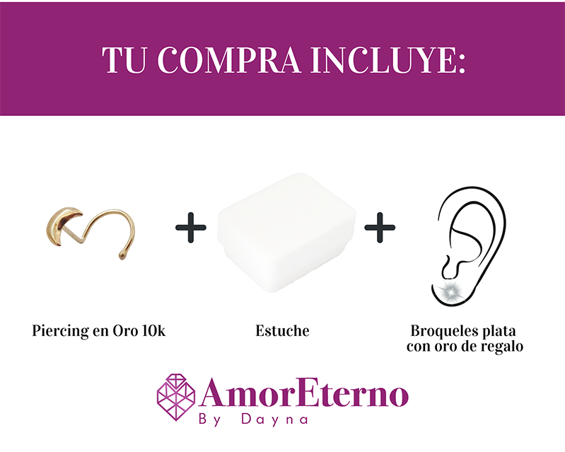 Amor Eterno- Piercing Nariz Luna / Oro Sólido 10k