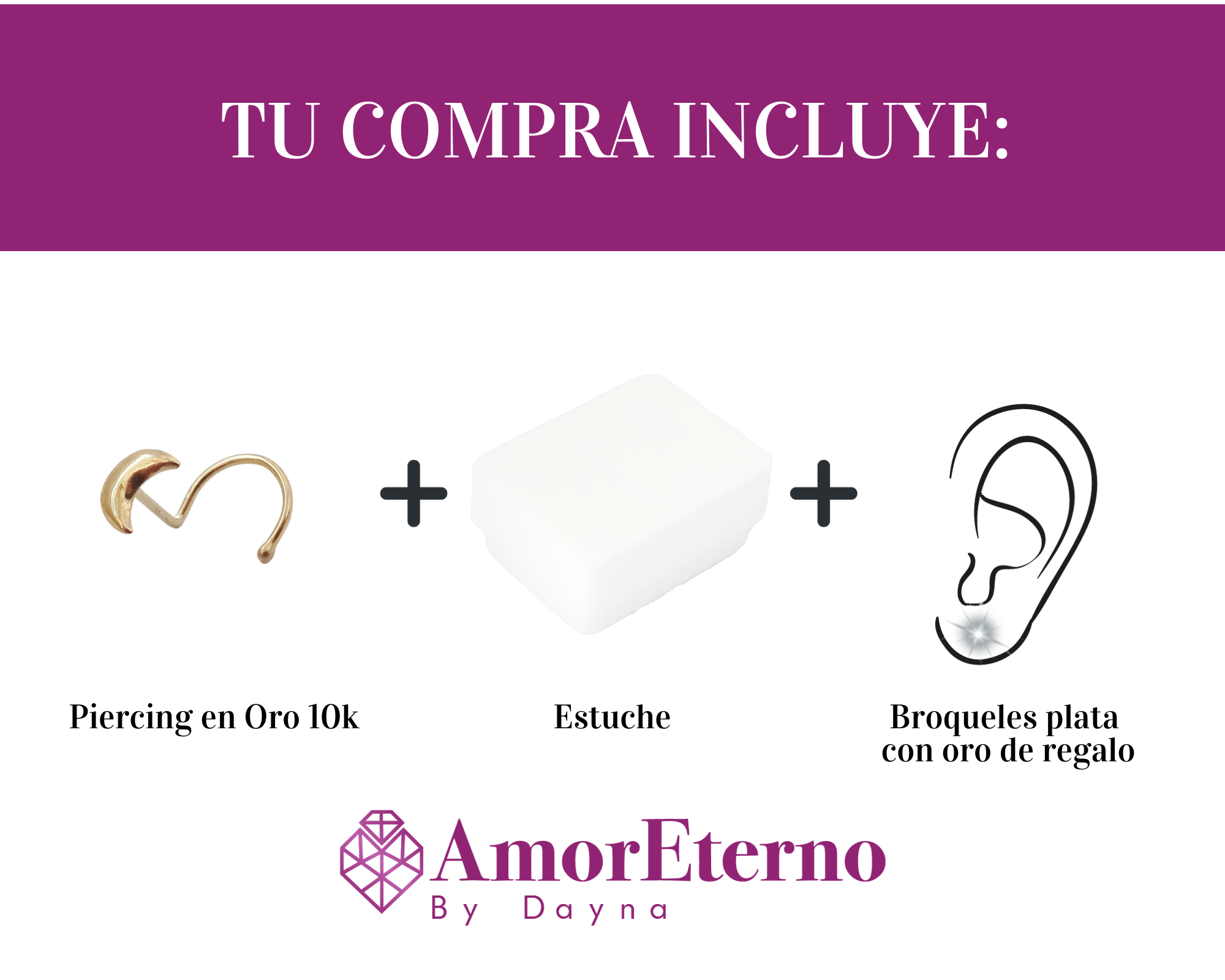 Amor Eterno- Piercing Nariz Luna / Oro Sólido 10k
