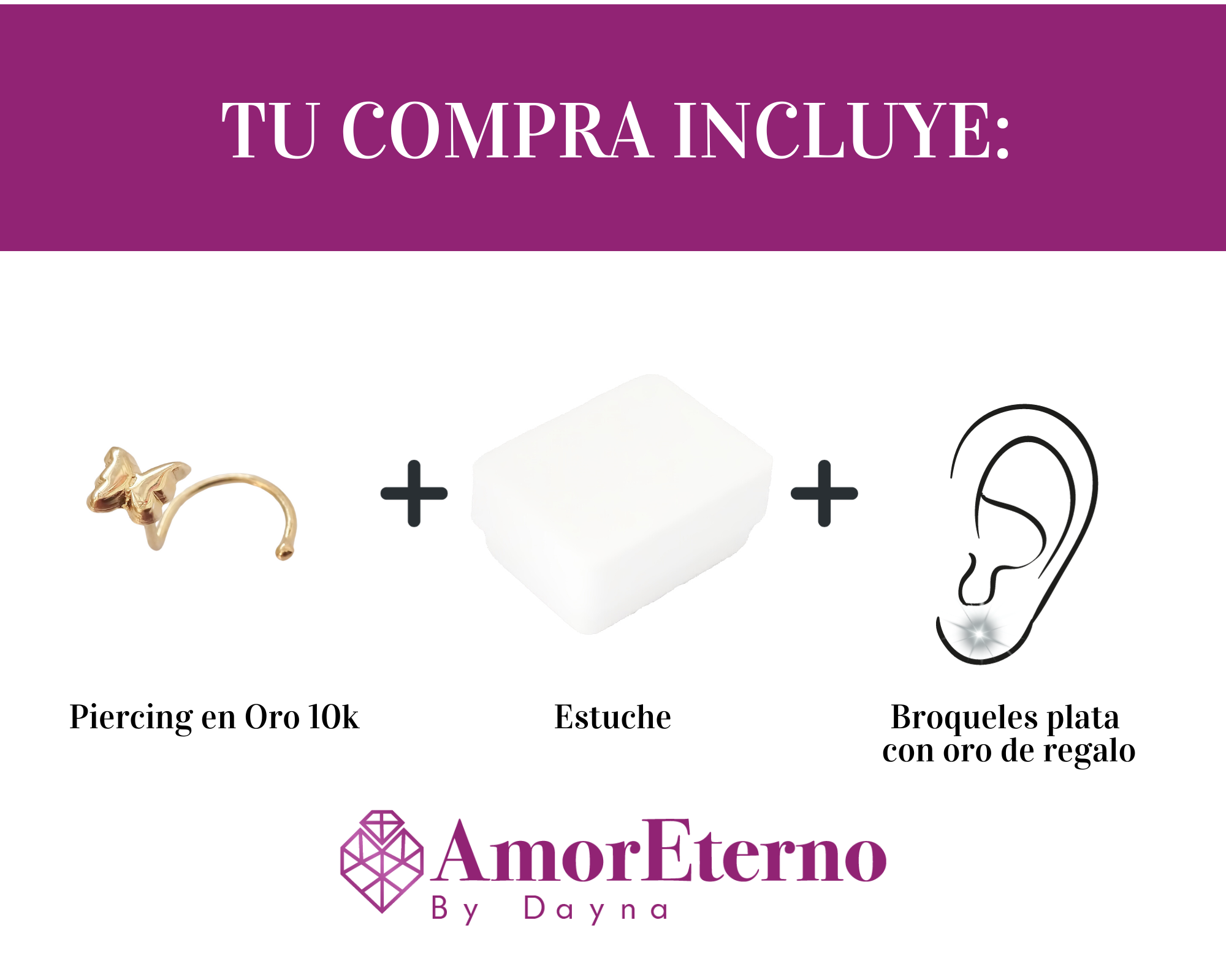 Amor Eterno- Piercing Nariz Mariposa / Oro Sólido 10k