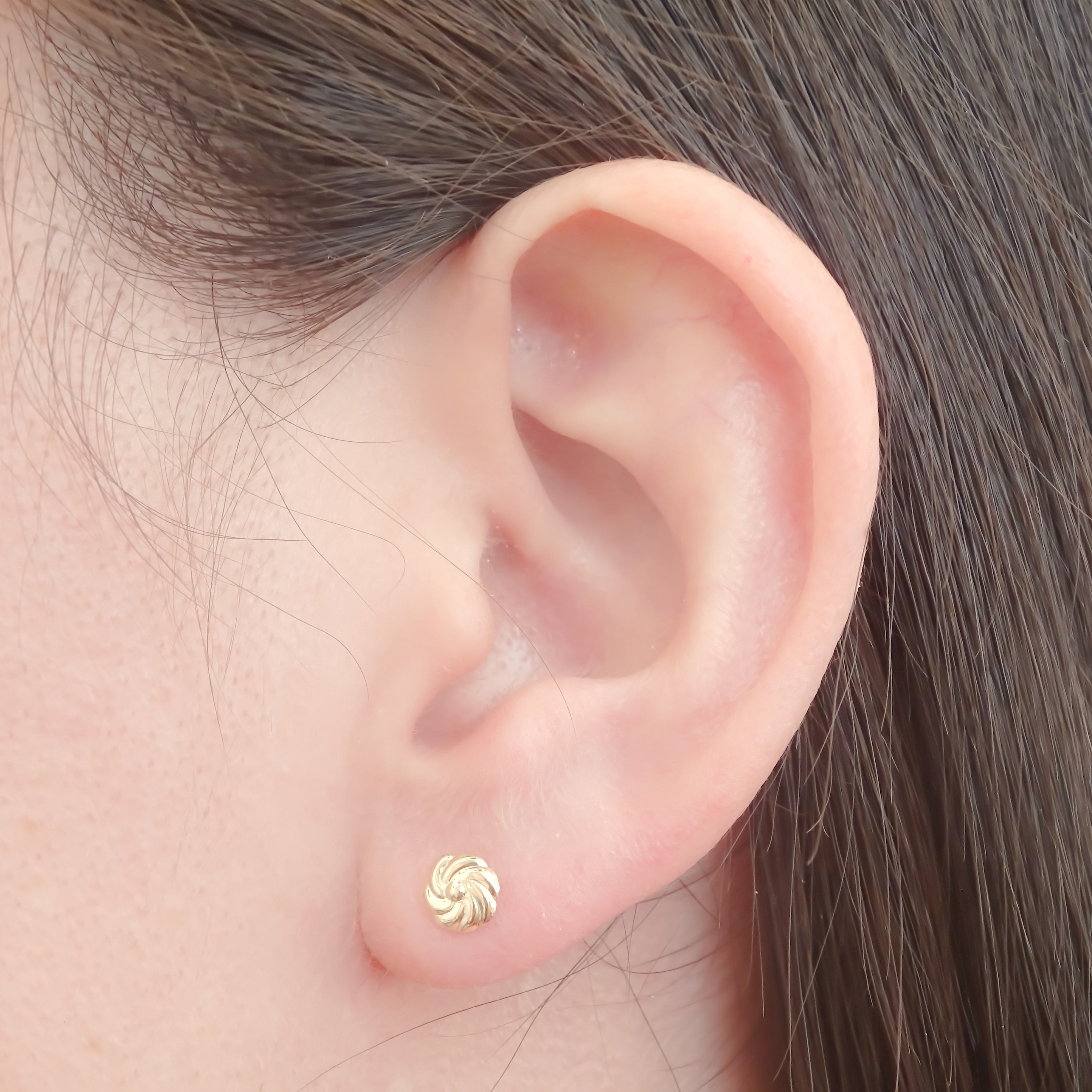 Amor Eterno - Broqueles / Botón Rehilete / Aretes Oro 10k