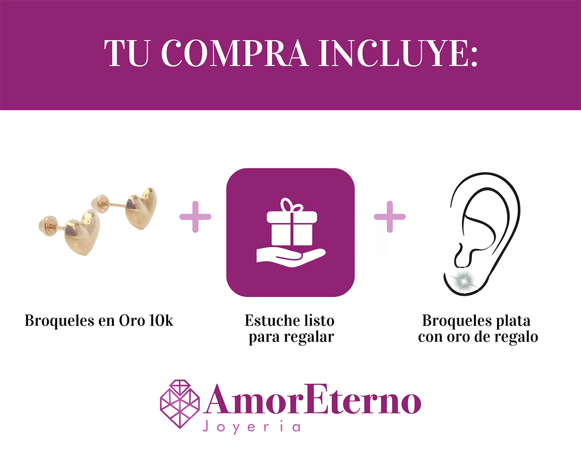 Amor Eterno - Broqueles Corazón Legacy Aretes / Oro 10k