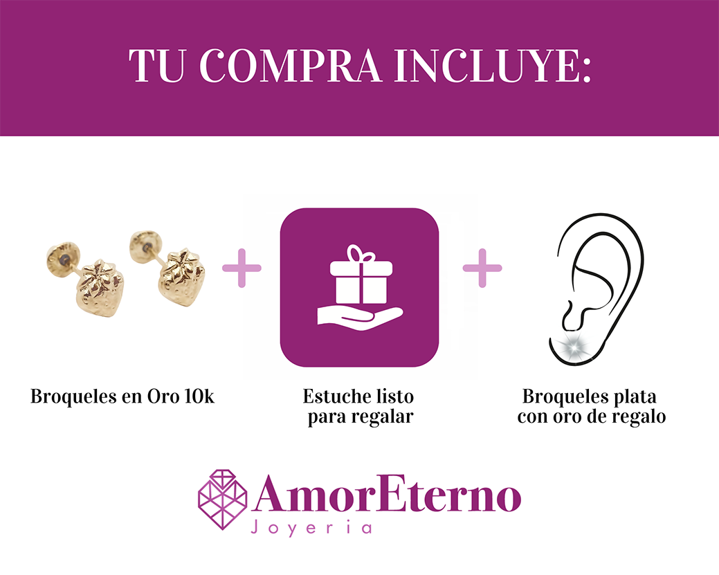 Amor Eterno - Broqueles Fresa Strawberry Bb Aretes Oro 10k