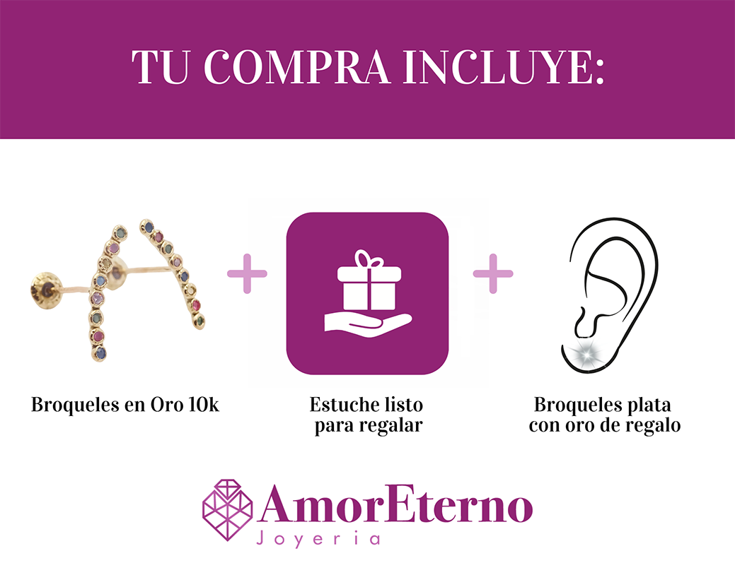 Amor Eterno - Broqueles Lambada Bebé / Aretes Oro 10k