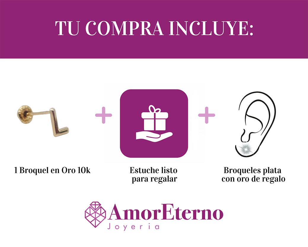 Amor Eterno - Broqueles Una Inicial Letra / Aretes / Oro 10k / L