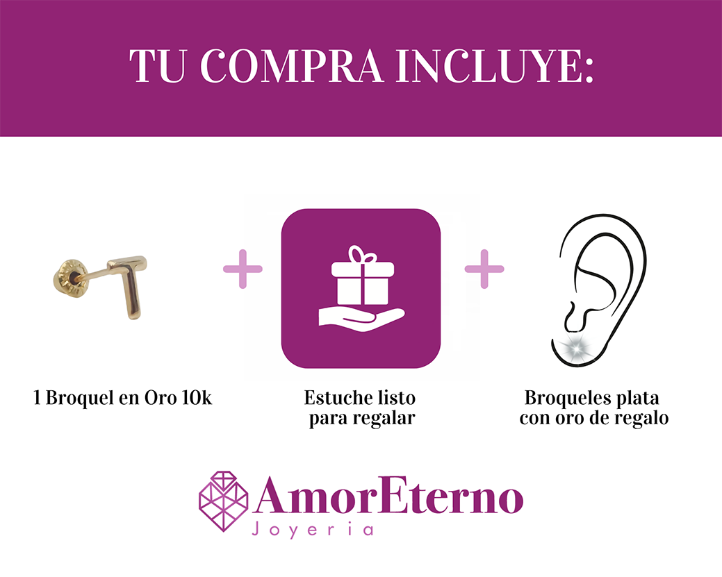 Amor Eterno - Broqueles Una Inicial Letra / Aretes / Oro 10k / T
