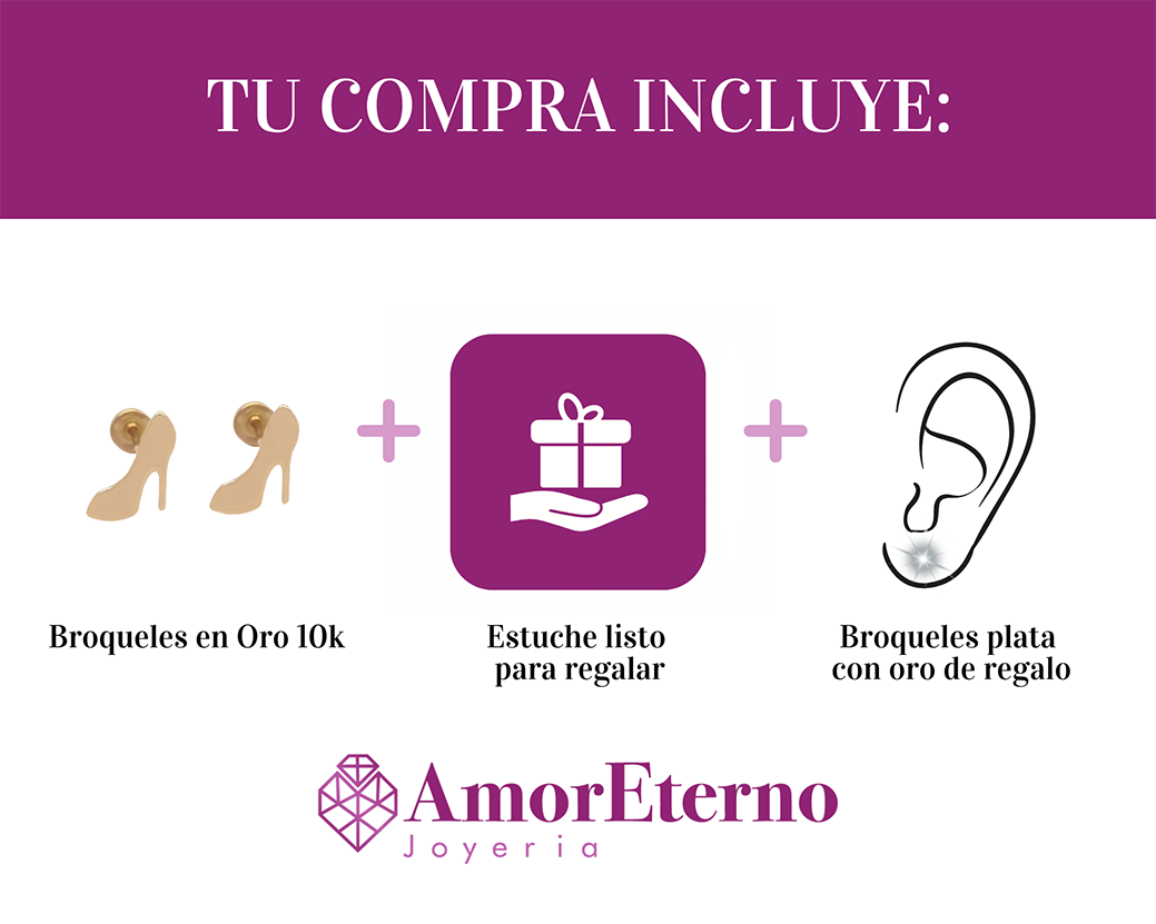 Amor Eterno - Broqueles Tacones Barbie / Aretes Oro 10k