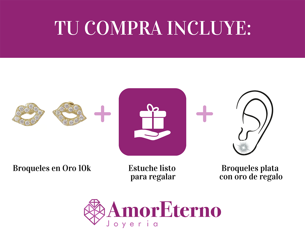 Amor Eterno - Broqueles Sexy Kiss / Aretes / Oro 10k
