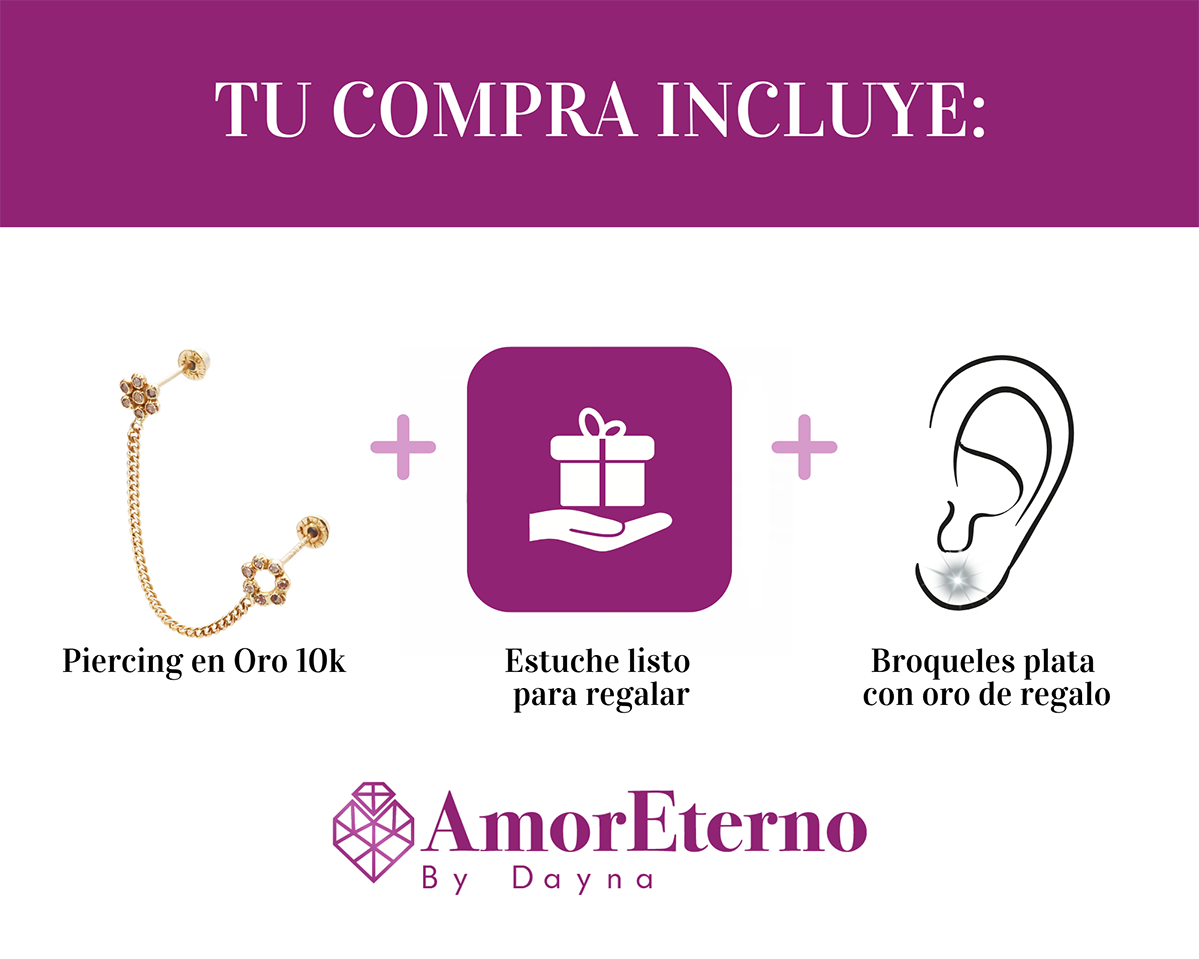 Amor Eterno - Baby Roseta / Doble Perforación / Oro 10k