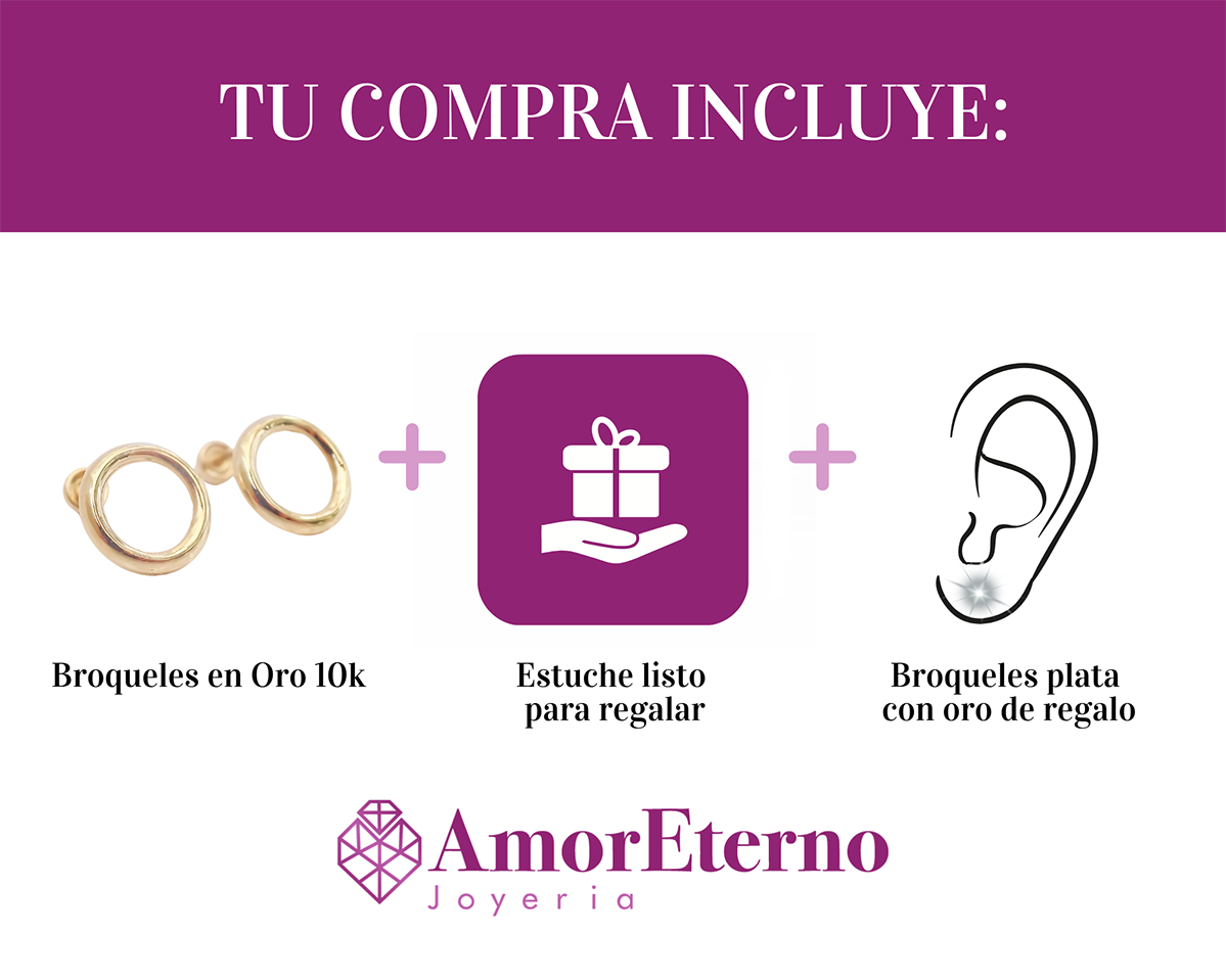Amor Eterno - Broqueles / Circulo Elegante Silueta / Oro 10k