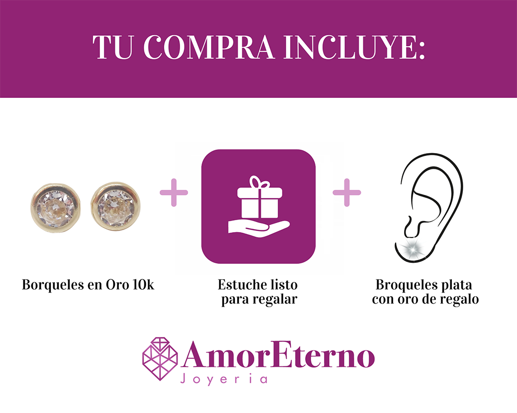 Amor Eterno - Broqueles Bisel Círculo / Oro 10k