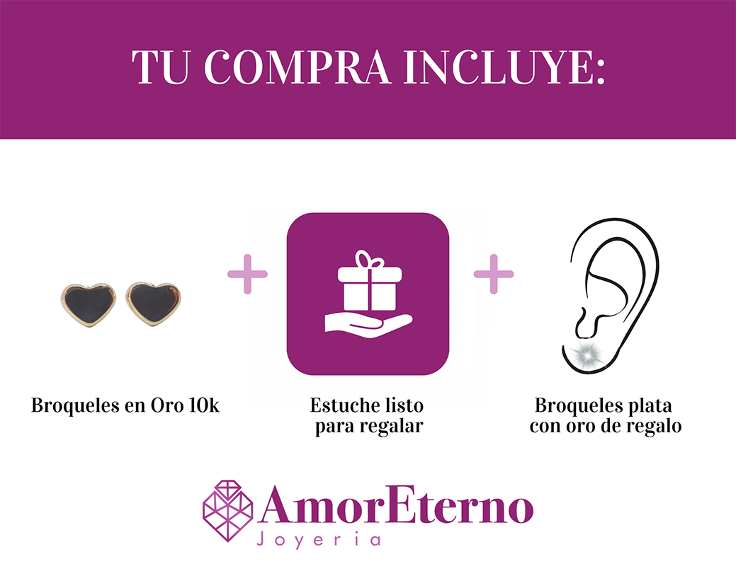 Amor Eterno - Broqueles Corazón Basic Aretes / Oro 10k