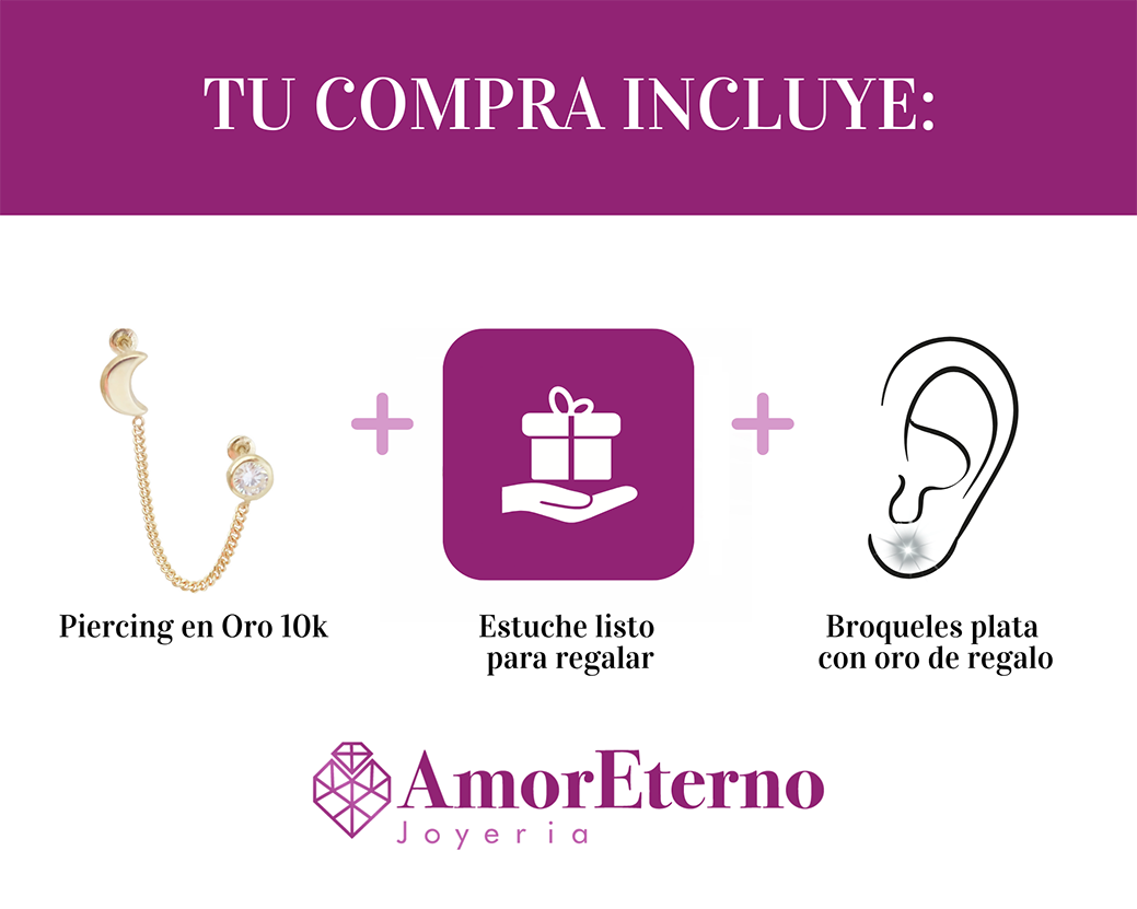 Amor Eterno - Luna / Doble Perforación / Oro 10k