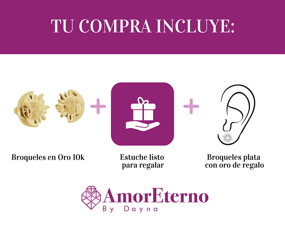 Amor Eterno - Broqueles Eclipse Chico / Aretes / Oro 10k