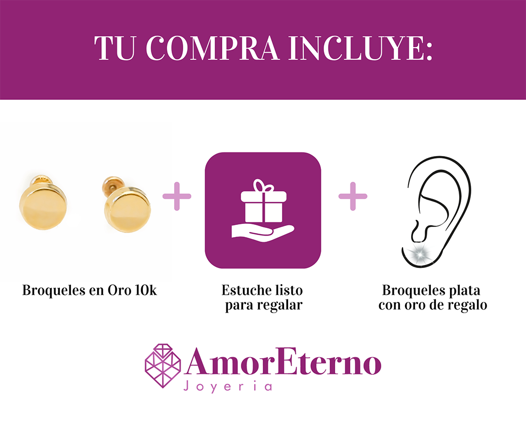 Amor Eterno - Broqueles Círculo / Aretes / Oro Sólido 10k