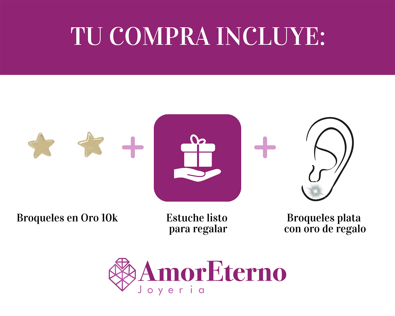 Amor Eterno - Broqueles Estrella Mini Bebé Aretes / Oro 10k