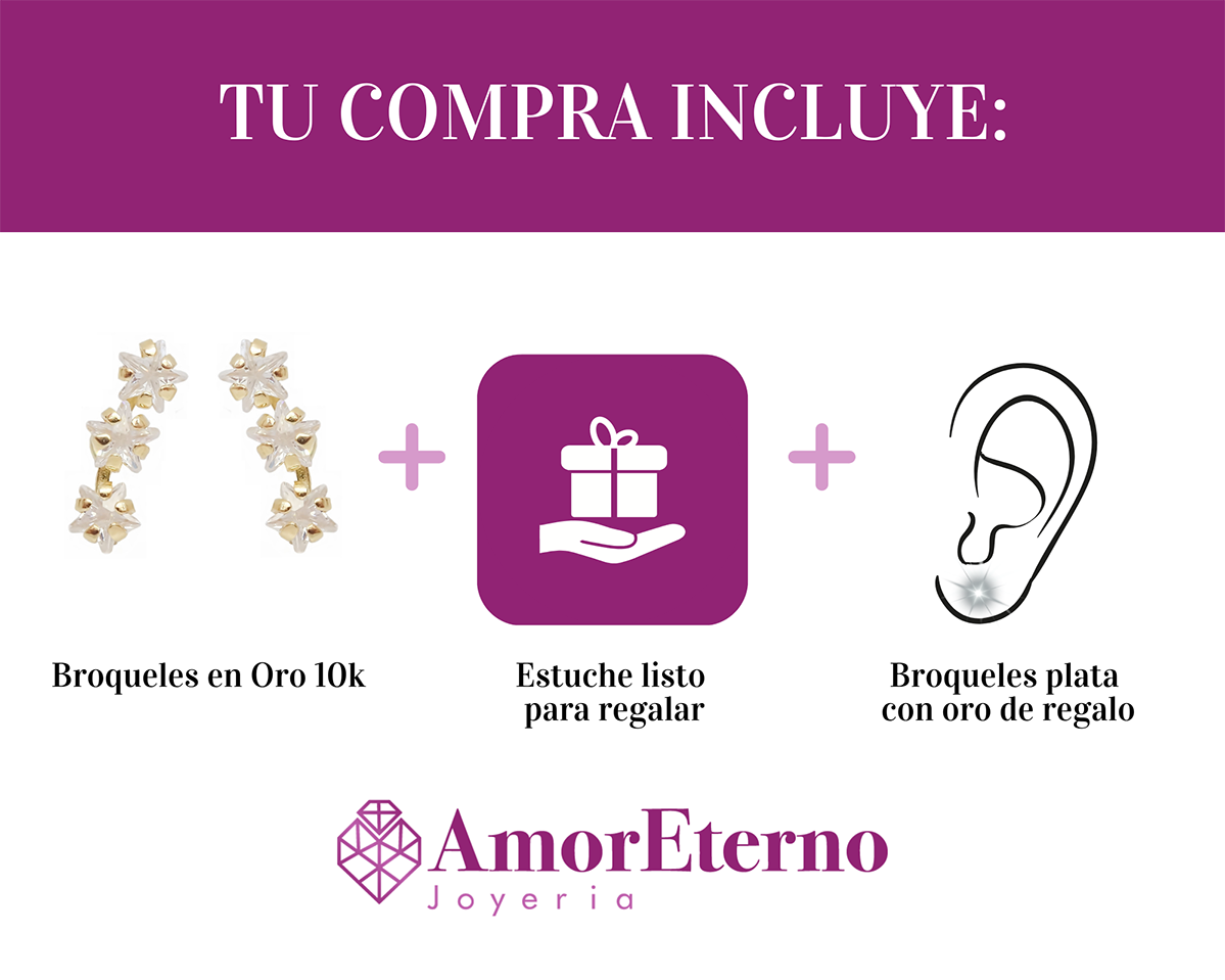 Amor Eterno - Lambada Estrella Fugaz / Aretes / Oro 10k