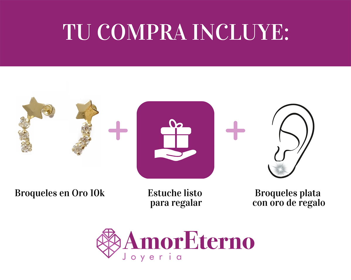 Amor Eterno - Lambada Estrella Fugaz / Aretes / Oro 10k